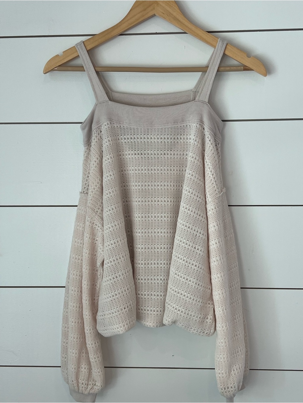 Free People Sistine Hacci Cream Open-Knit Sweater Top boho/ cottagecore